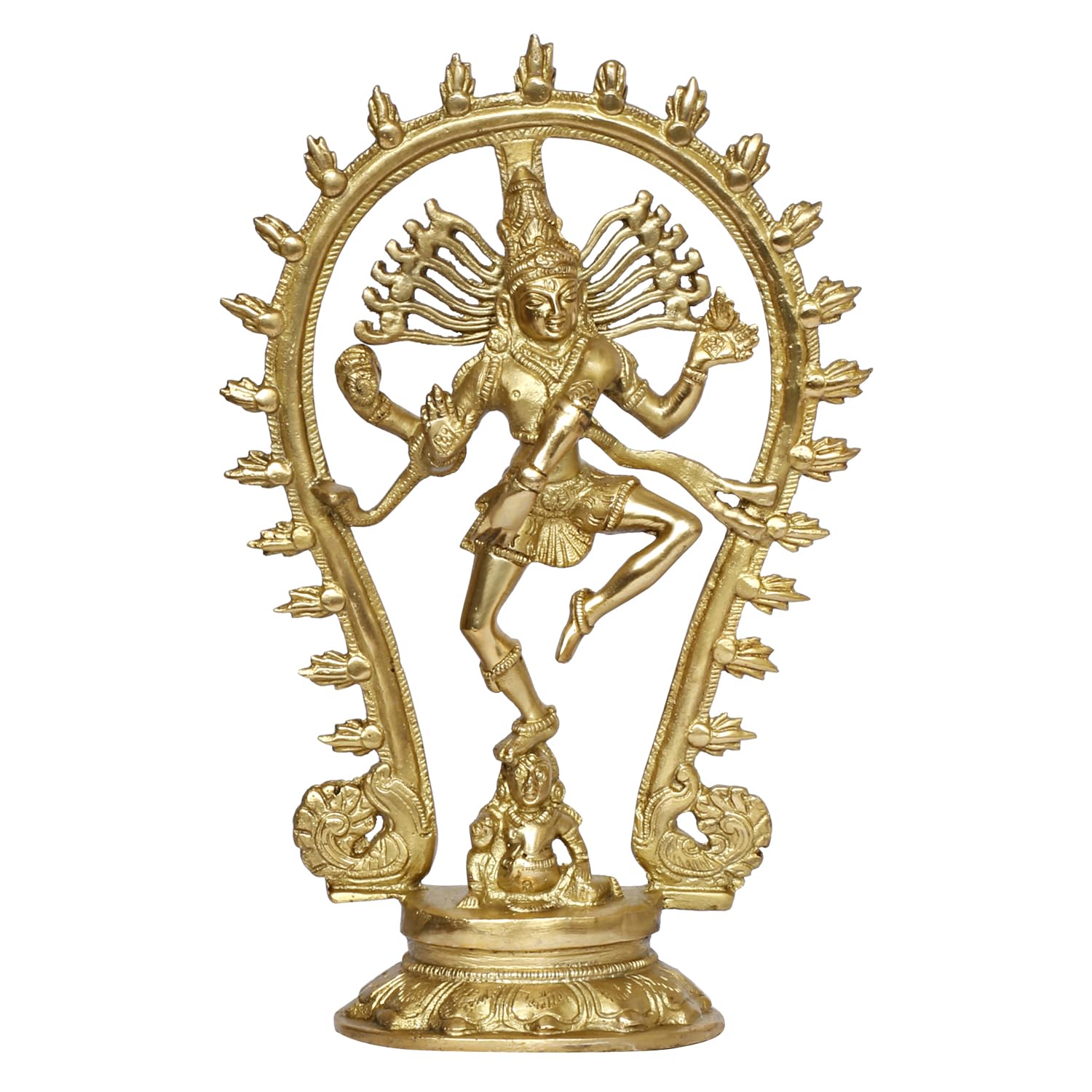 Kartique Brass Nataraj Idol for Home Decor in Gold Color Height 11.5 Inch-home decor-pooja room-idols-Stumbit Home